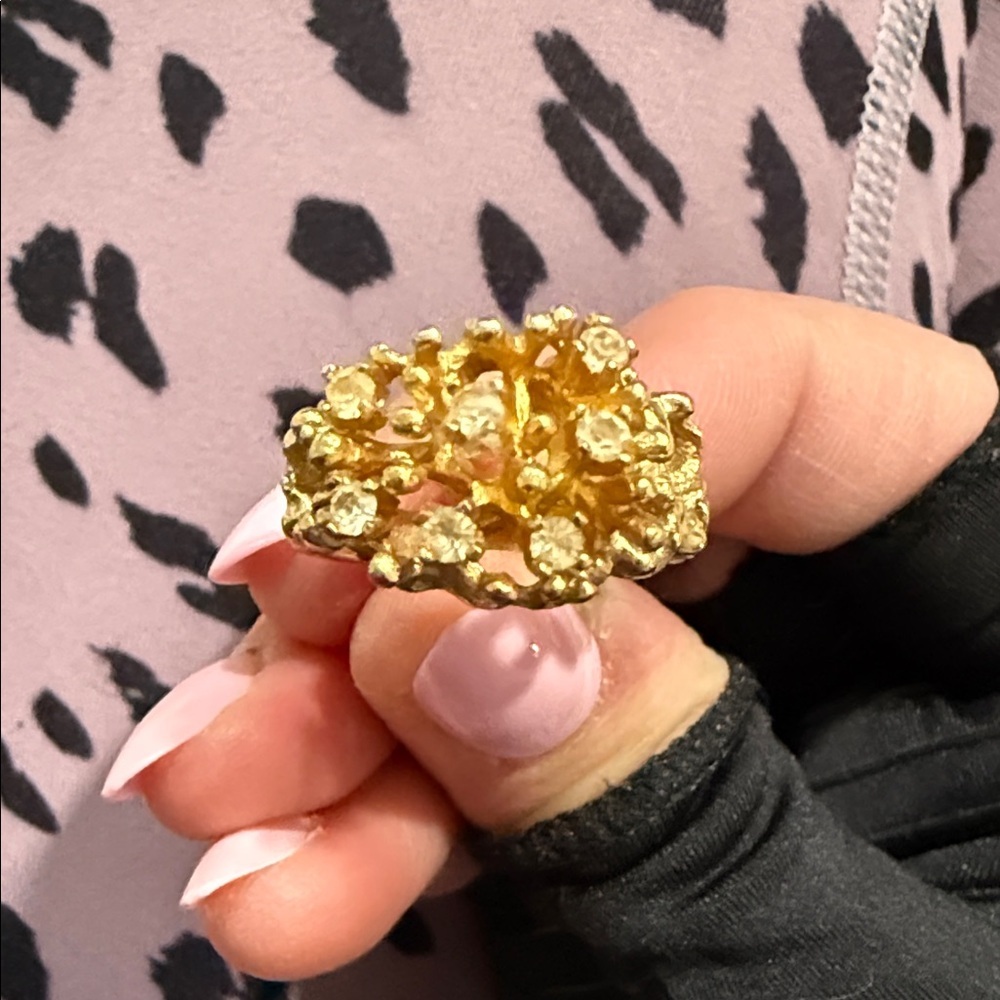 vintage gold-plated cocktail ring, - Picture 2 of 9